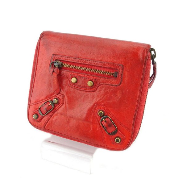 BALENCIAGA two-fold mini wallet leather Auth used T18475 - Picture 11 of 16